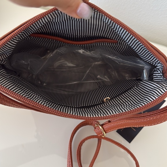 Vegan Leather Brown Crossbody Tassel Bag - Powerhouse Purse - Picture 5 of 9